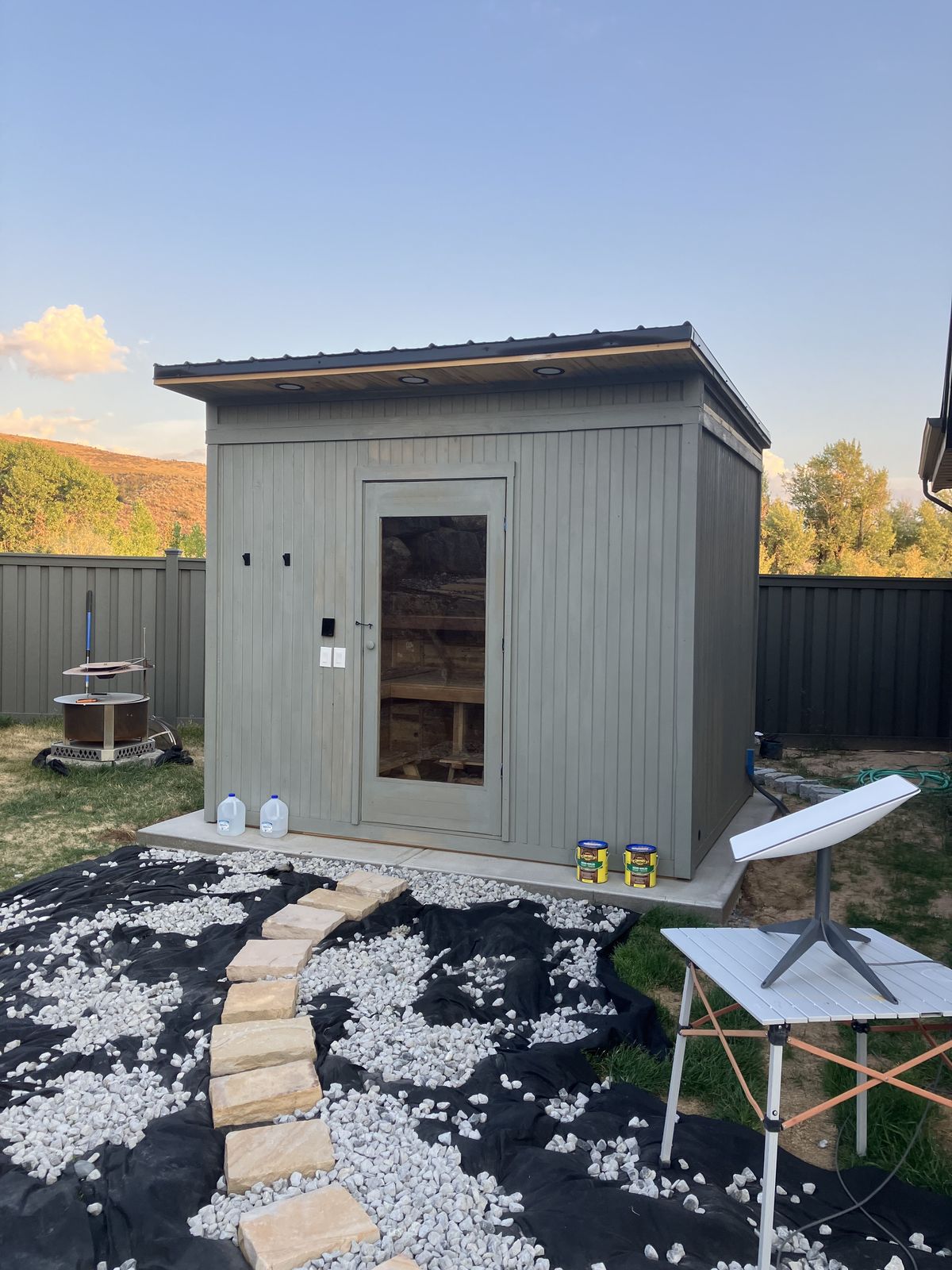 Cedar sauna installation